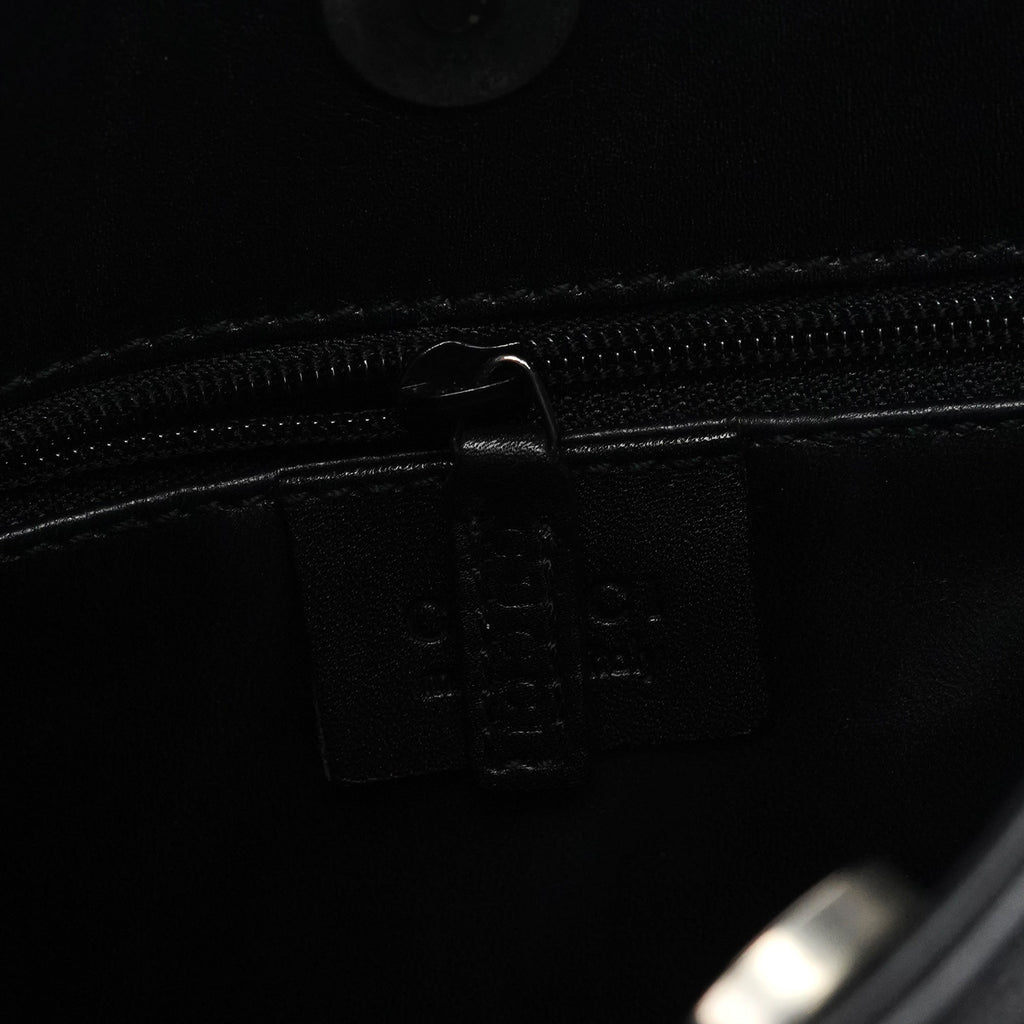 001 3708 Black Calfskin Hobo Shoulder Bag