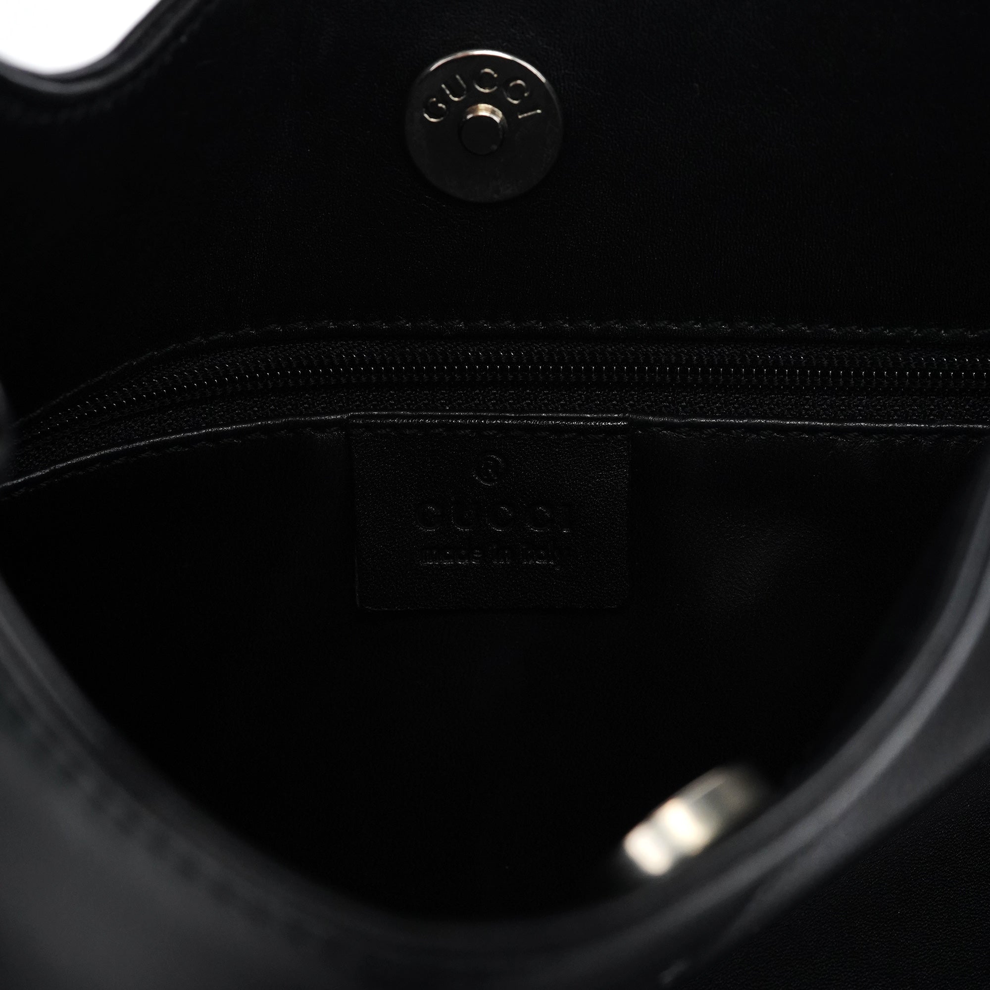 001 3708 Black Calfskin Hobo Shoulder Bag