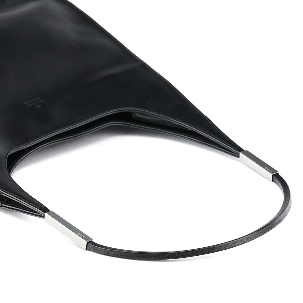 001 3708 Black Calfskin Hobo Shoulder Bag