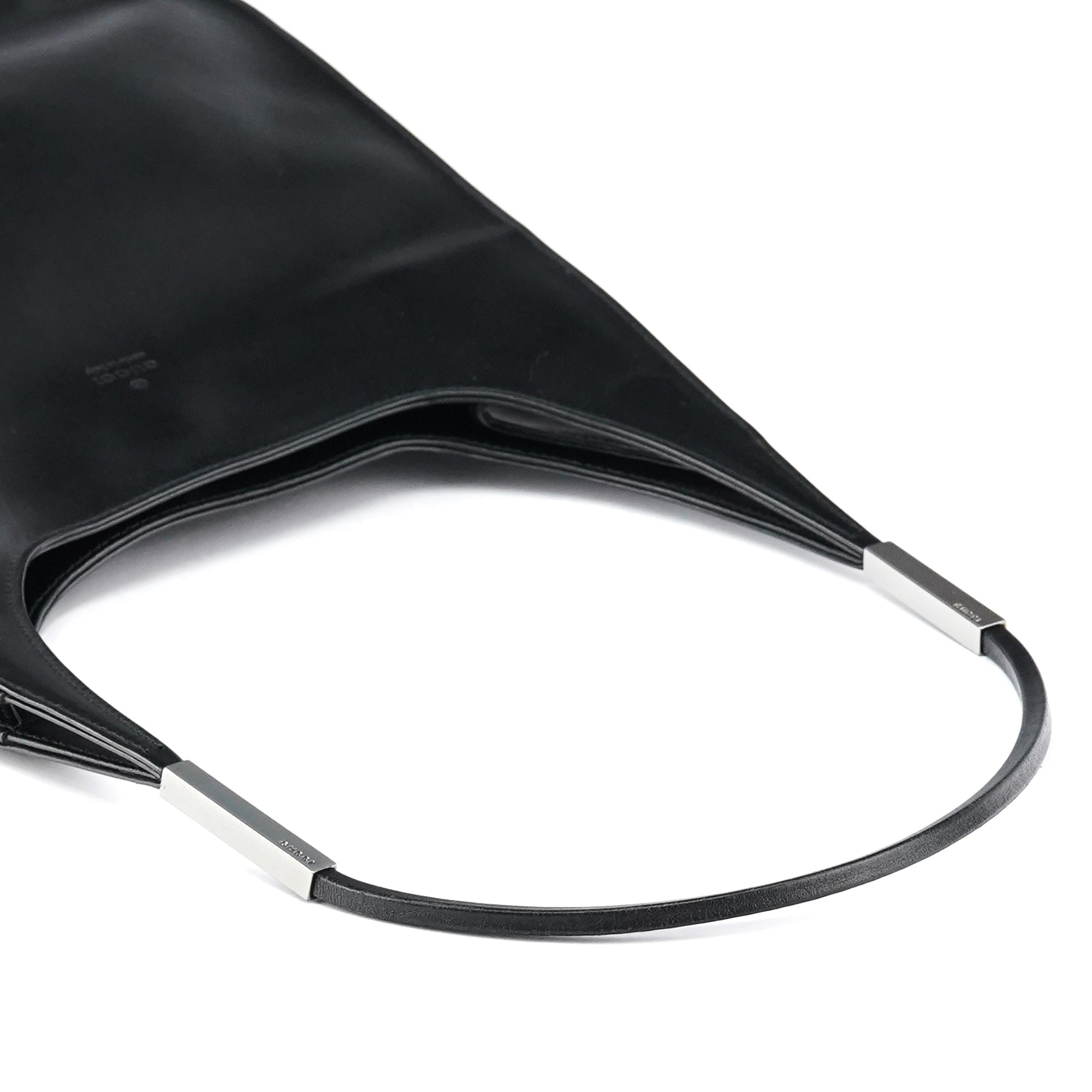 001 3708 Black Calfskin Hobo Shoulder Bag