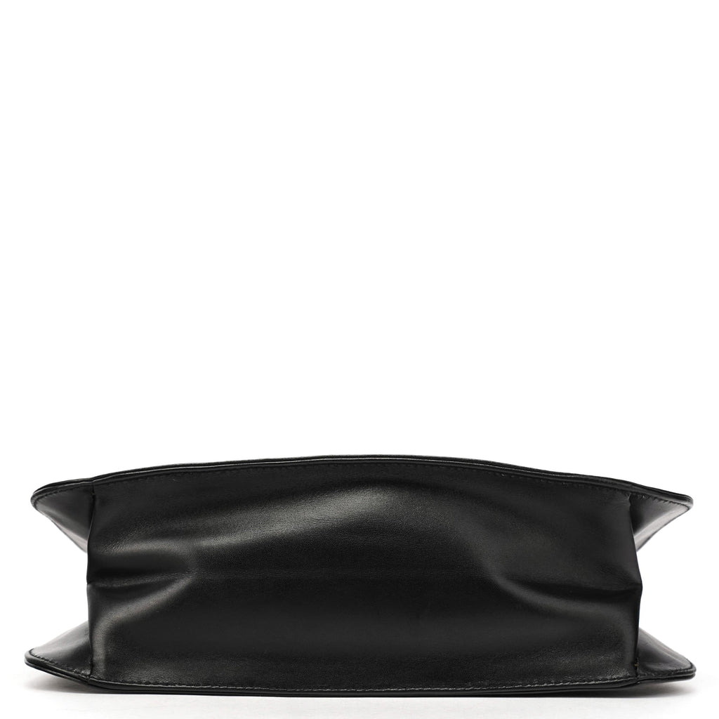 001 3708 Black Calfskin Hobo Shoulder Bag