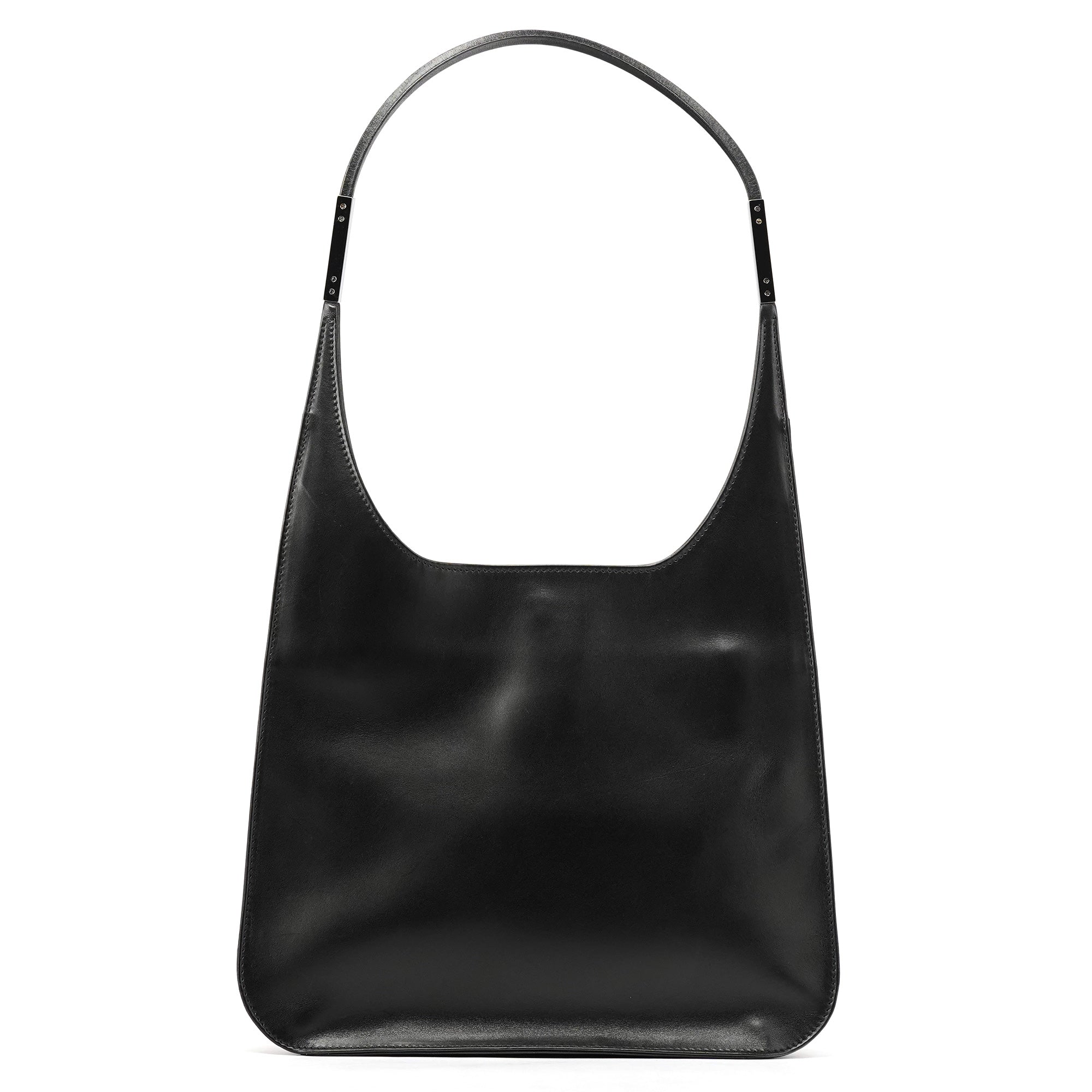001 3708 Black Calfskin Hobo Shoulder Bag