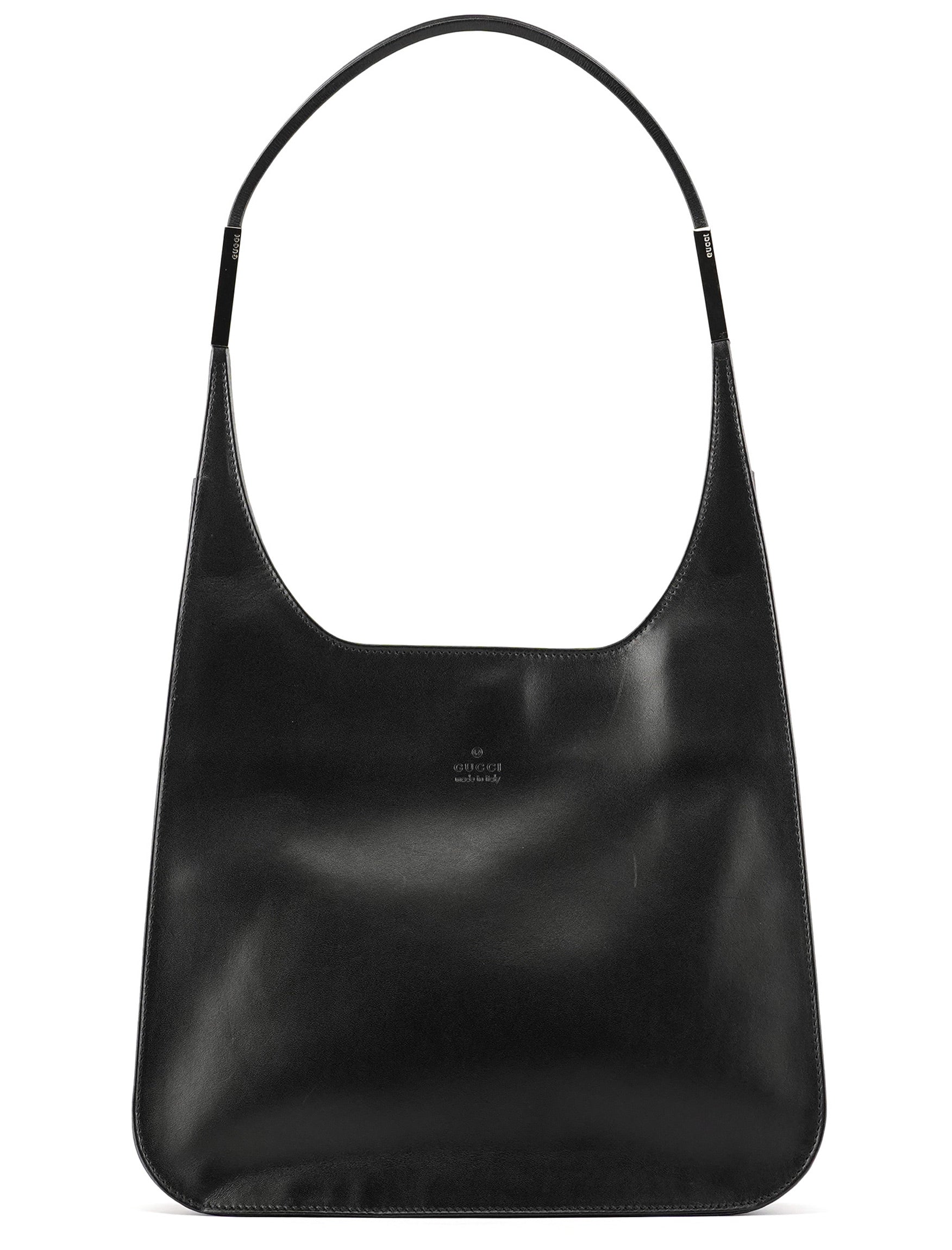 001 3708 Black Calfskin Hobo Shoulder Bag