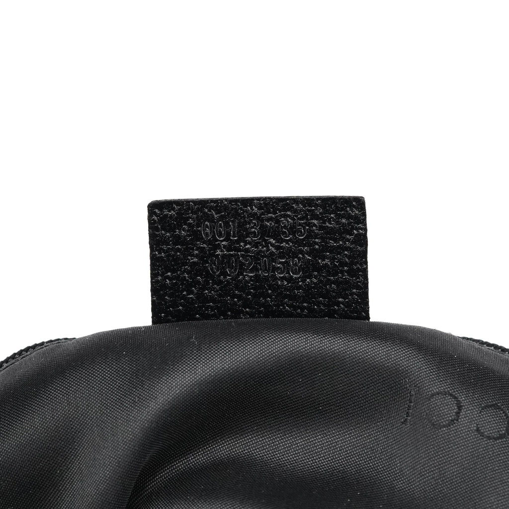 001 3735 Black Canvas Leather Jackie Shoulder Bag