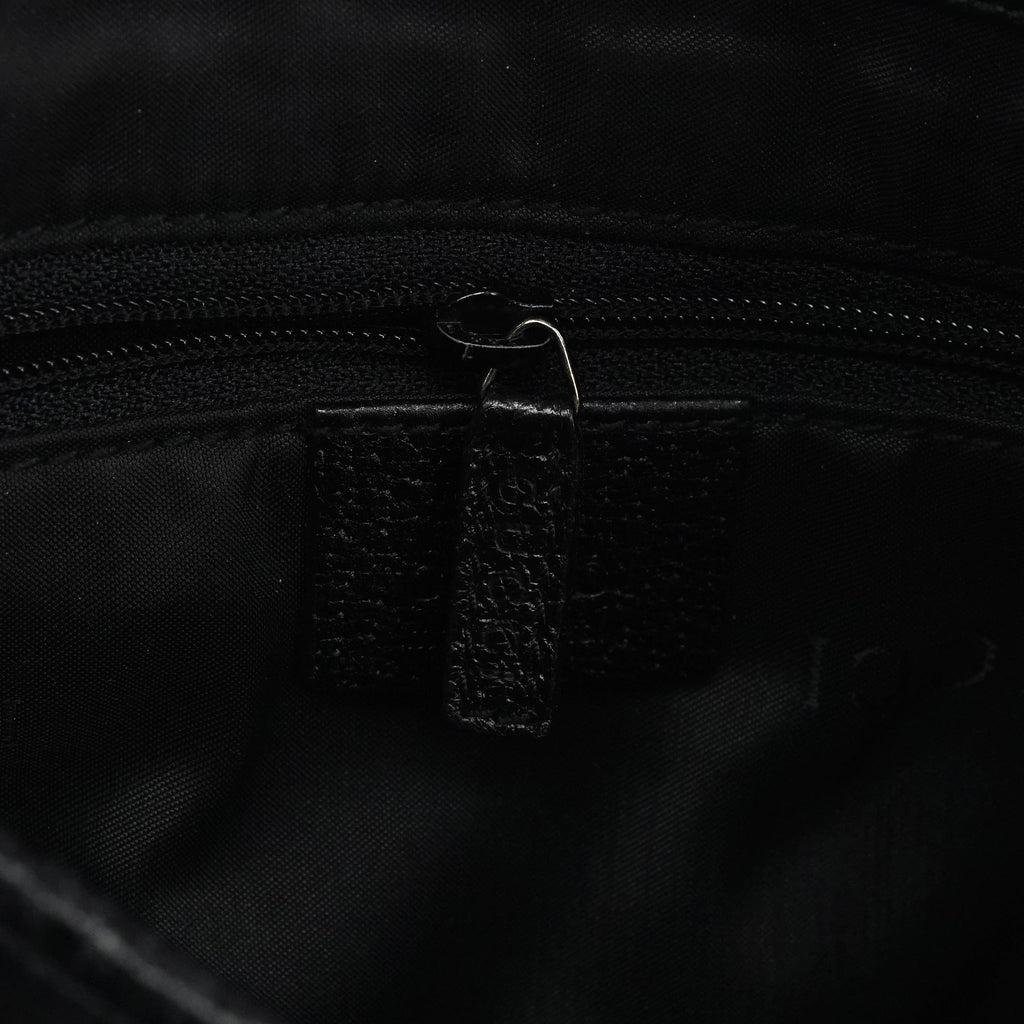 001 3735 Black Canvas Leather Jackie Shoulder Bag