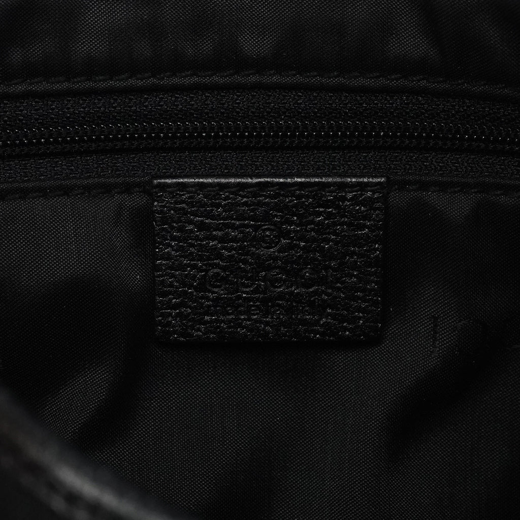 001 3735 Black Canvas Leather Jackie Shoulder Bag