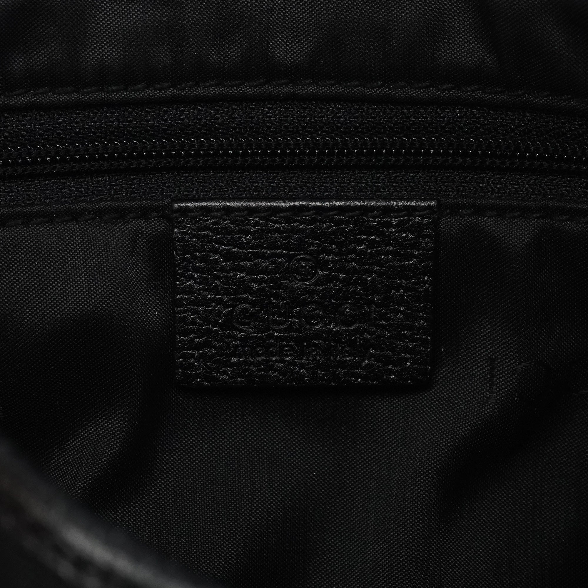 001 3735 Black Canvas Leather Jackie Shoulder Bag
