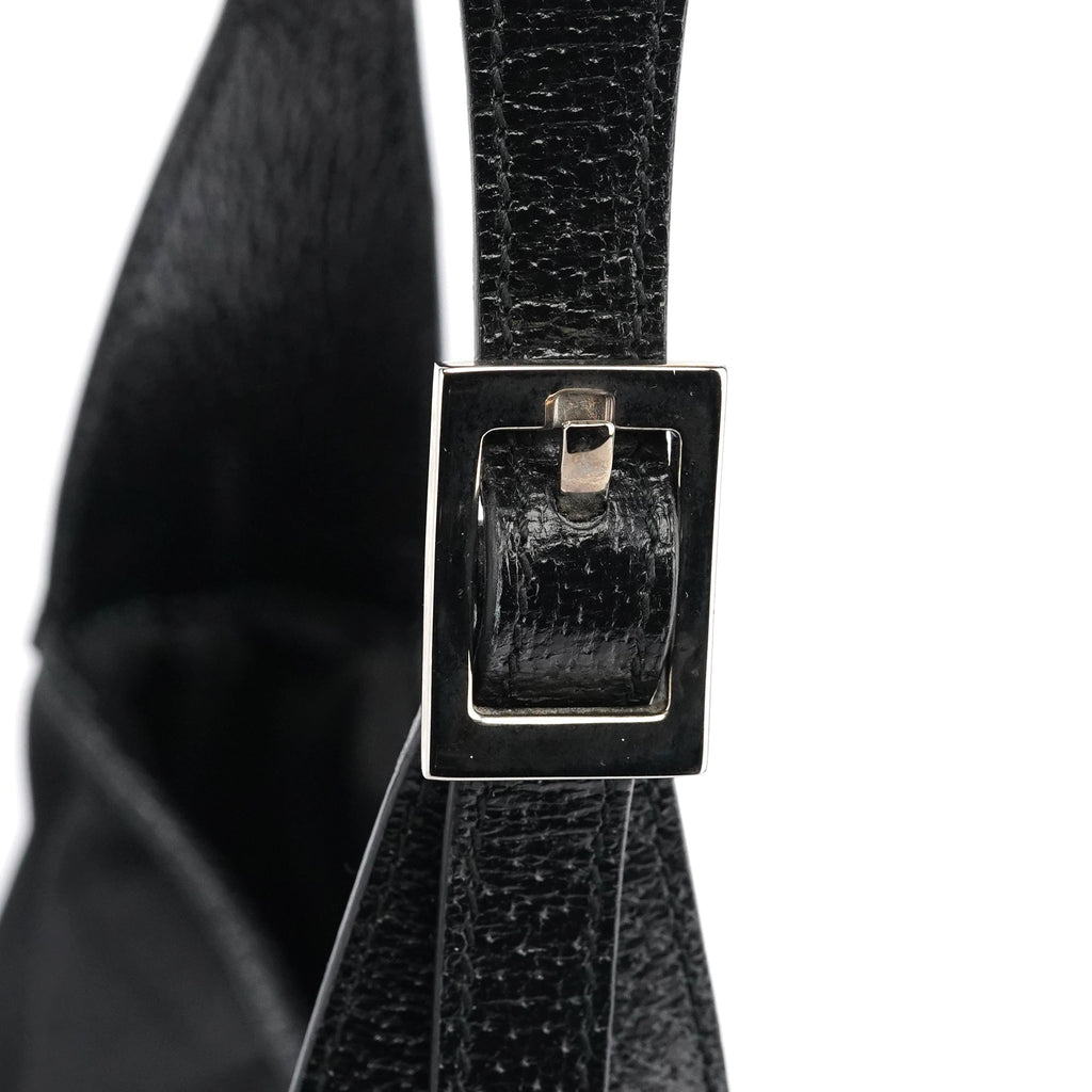001 3735 Black Canvas Leather Jackie Shoulder Bag