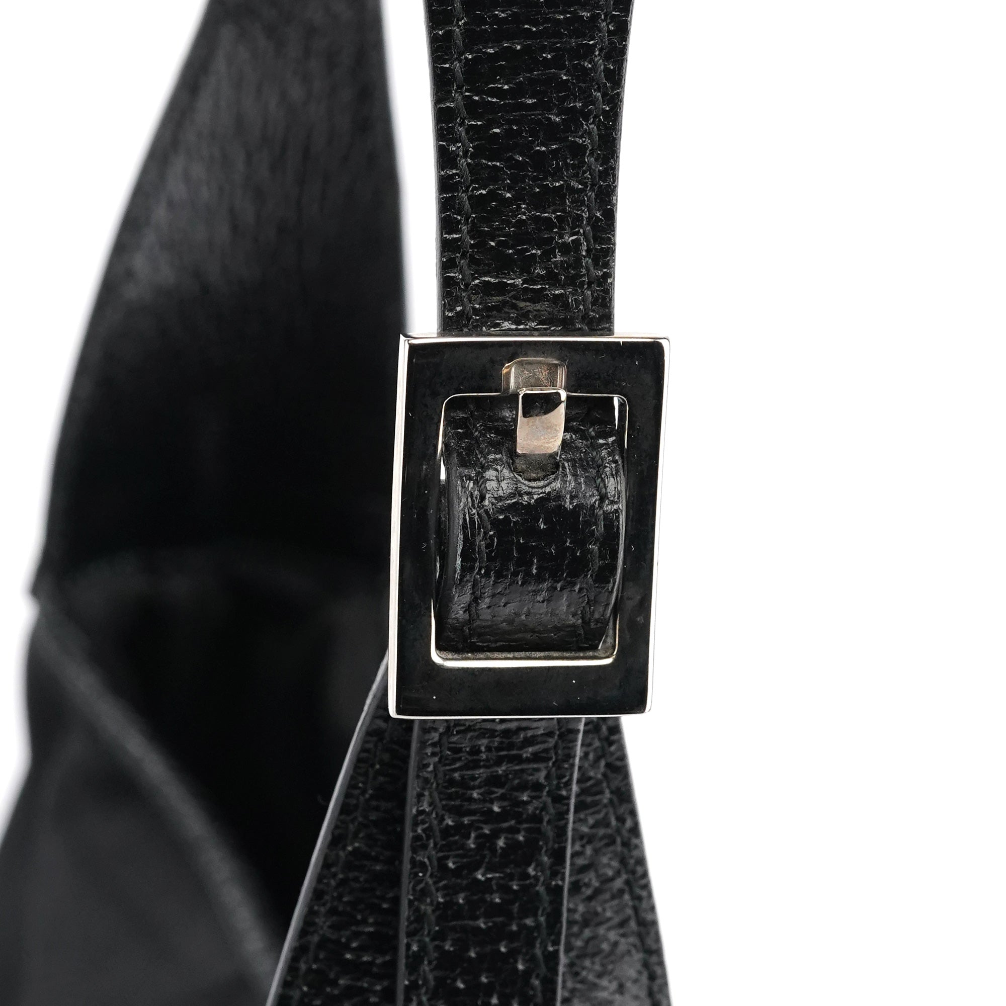 001 3735 Black Canvas Leather Jackie Shoulder Bag