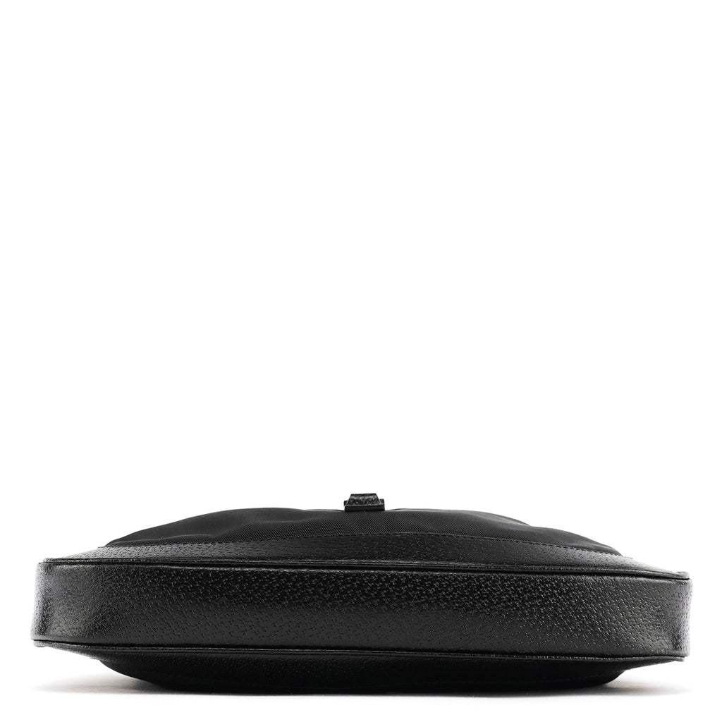 001 3735 Black Canvas Leather Jackie Shoulder Bag