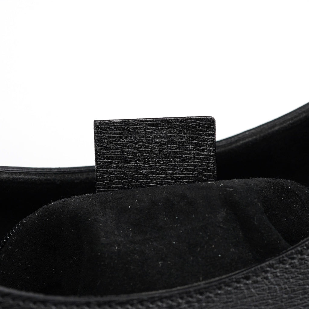001 3739 Black Leather Bamboo Shoulder Bag