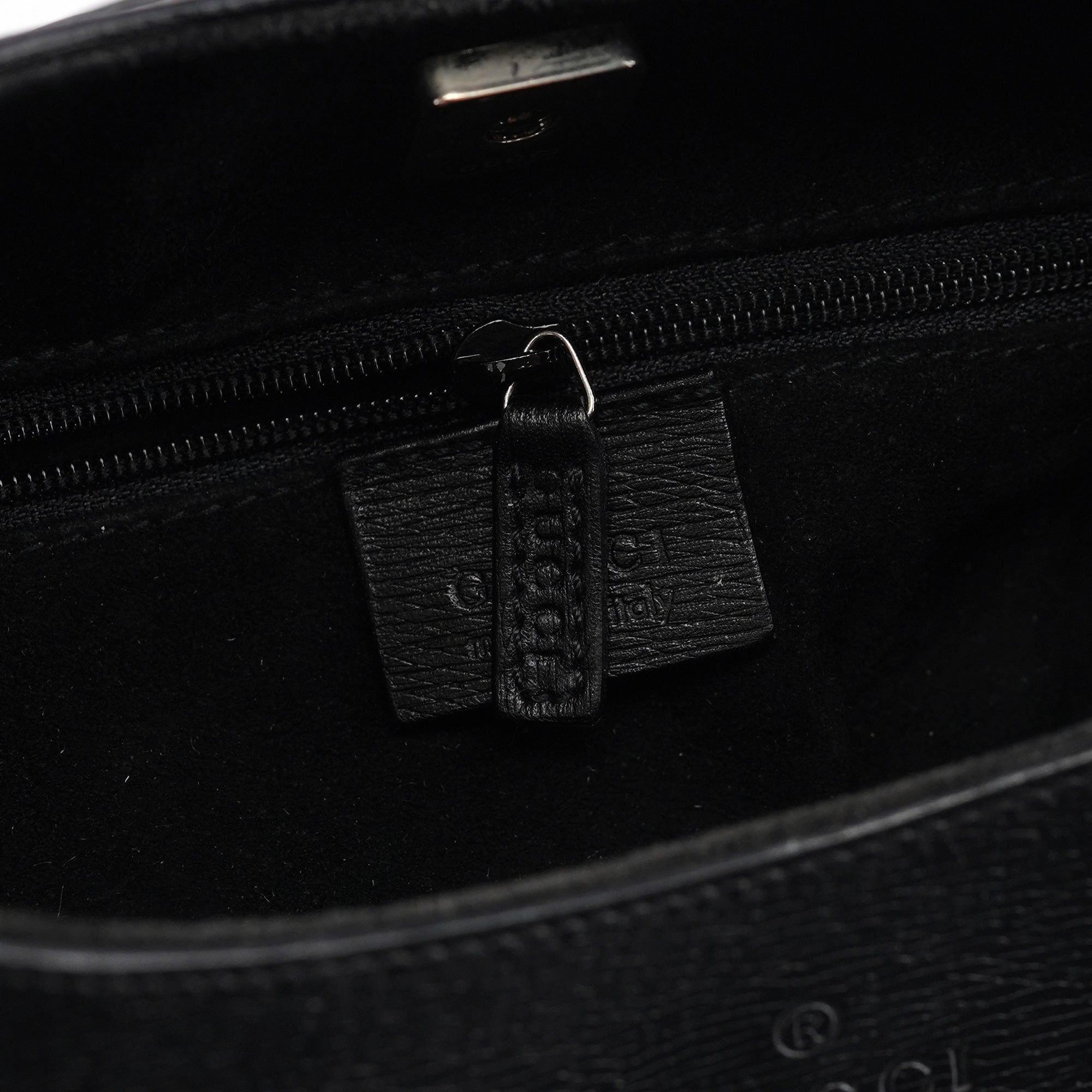 001 3739 Black Leather Bamboo Shoulder Bag