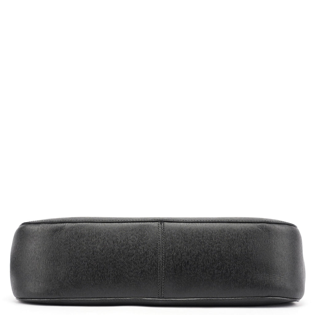 001 3739 Black Leather Bamboo Shoulder Bag