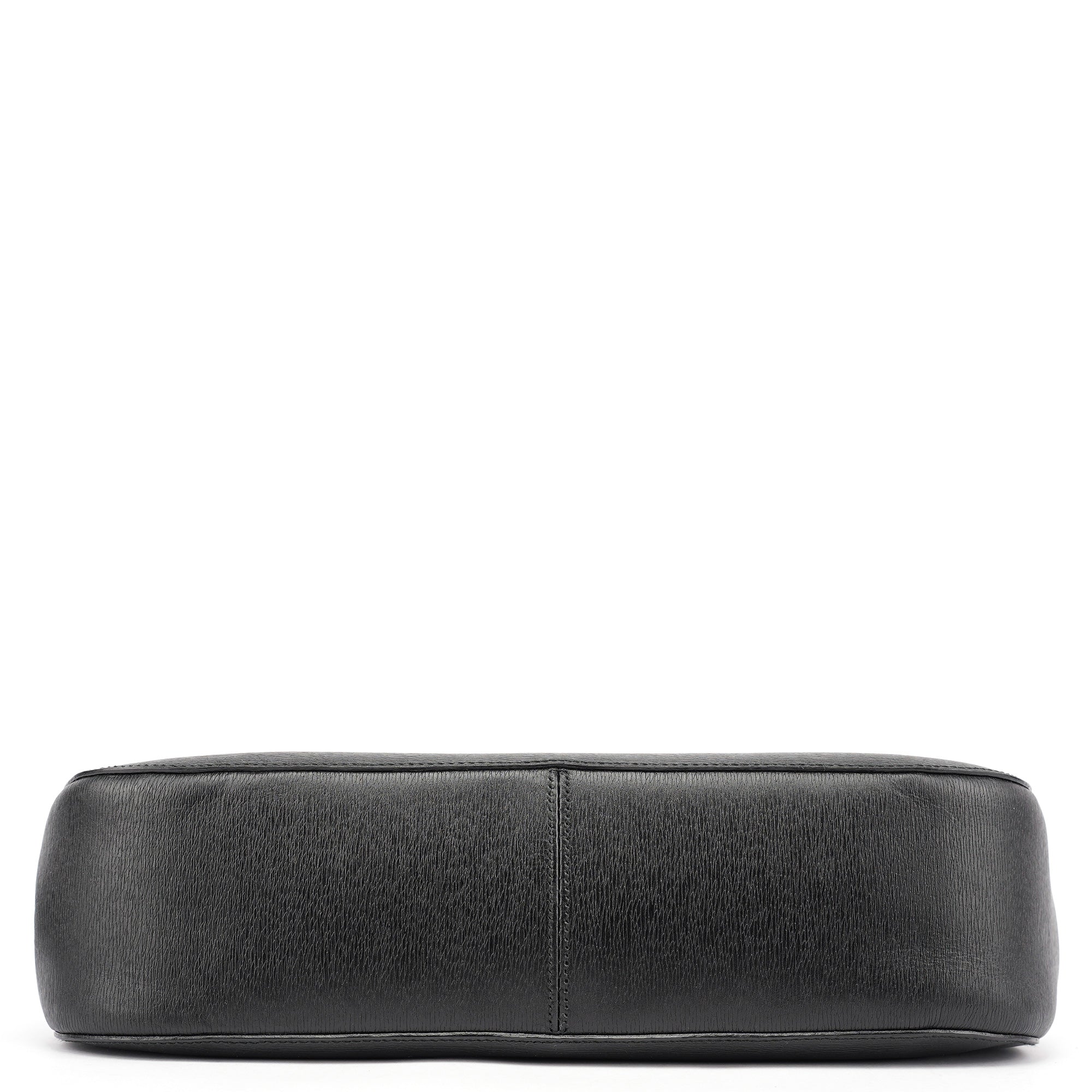 001 3739 Black Leather Bamboo Shoulder Bag