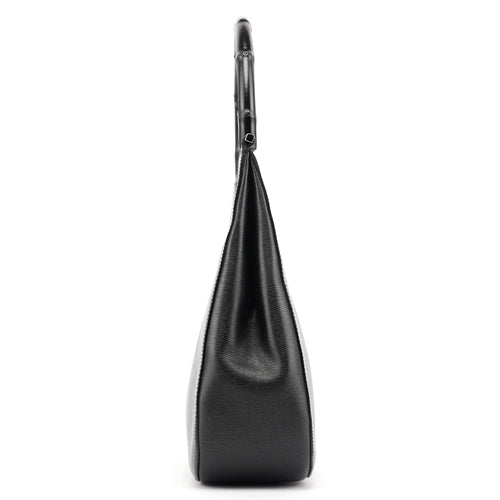 001 3739 Black Leather Bamboo Shoulder Bag