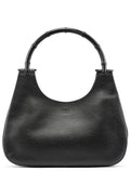 001 3739 Black Leather Bamboo Shoulder Bag
