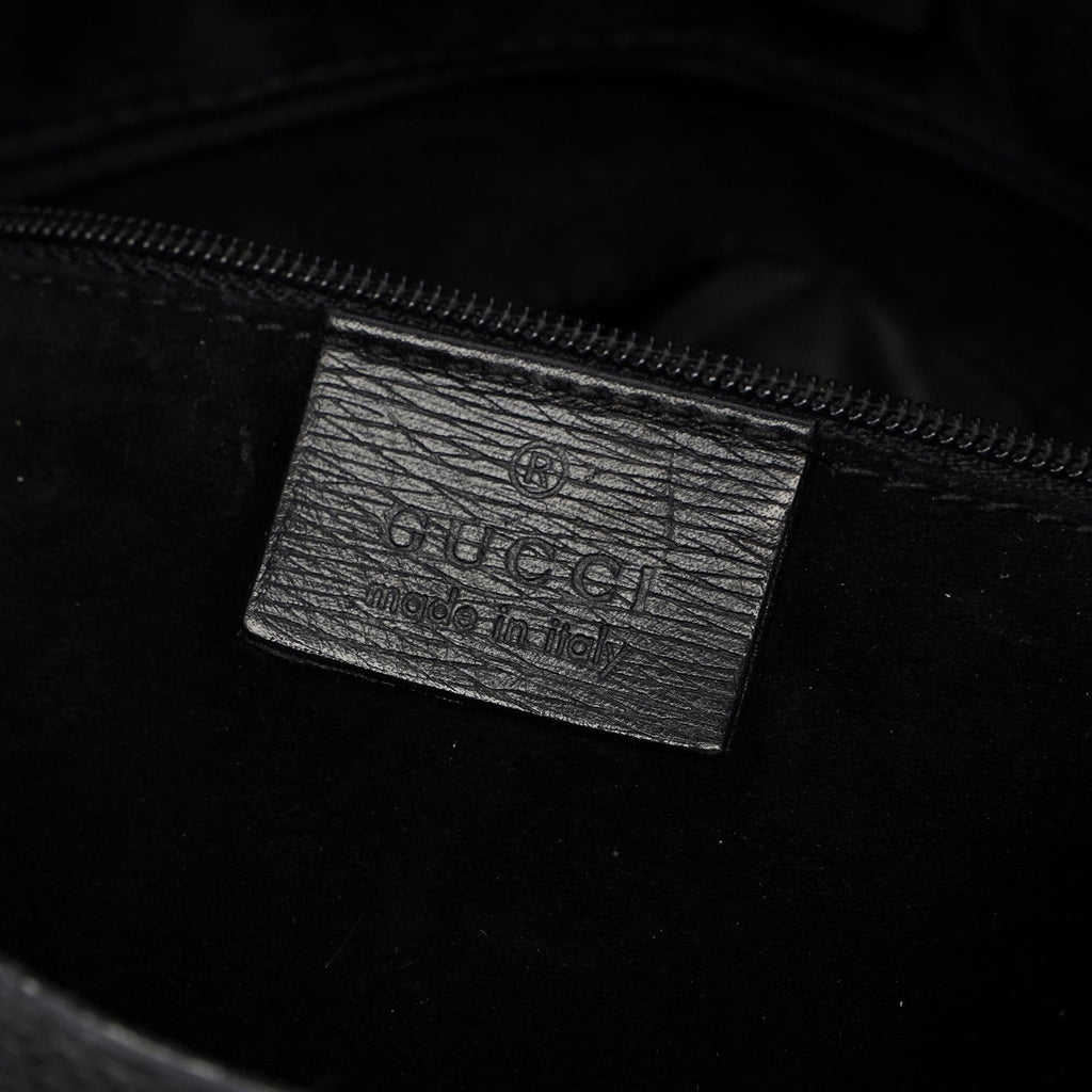 001 3739 Black Leather Bamboo Shoulder Bag