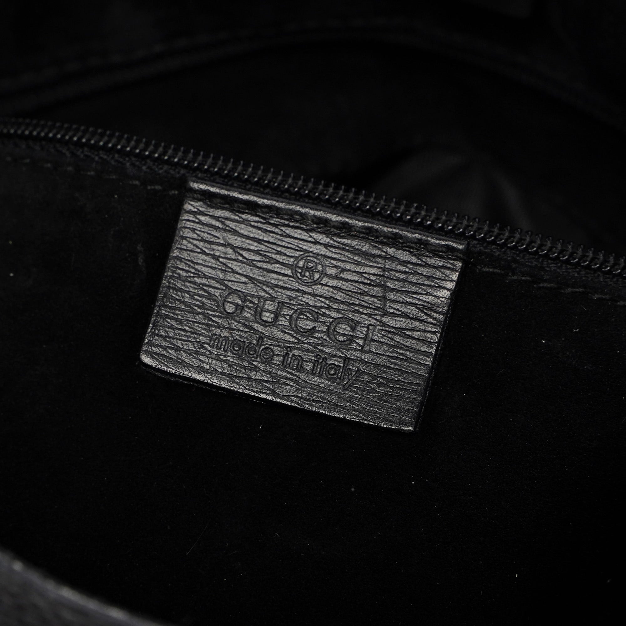 001 3739 Black Leather Bamboo Shoulder Bag