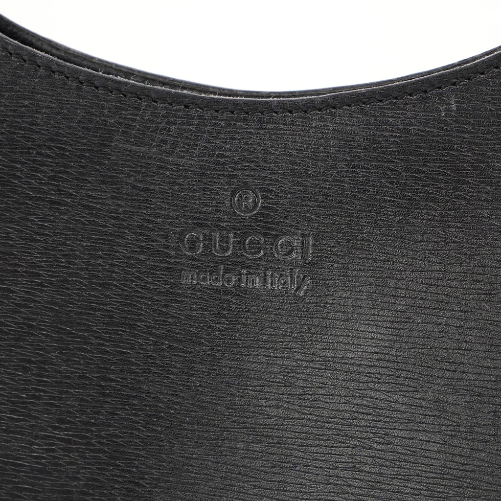 001 3739 Black Leather Bamboo Shoulder Bag