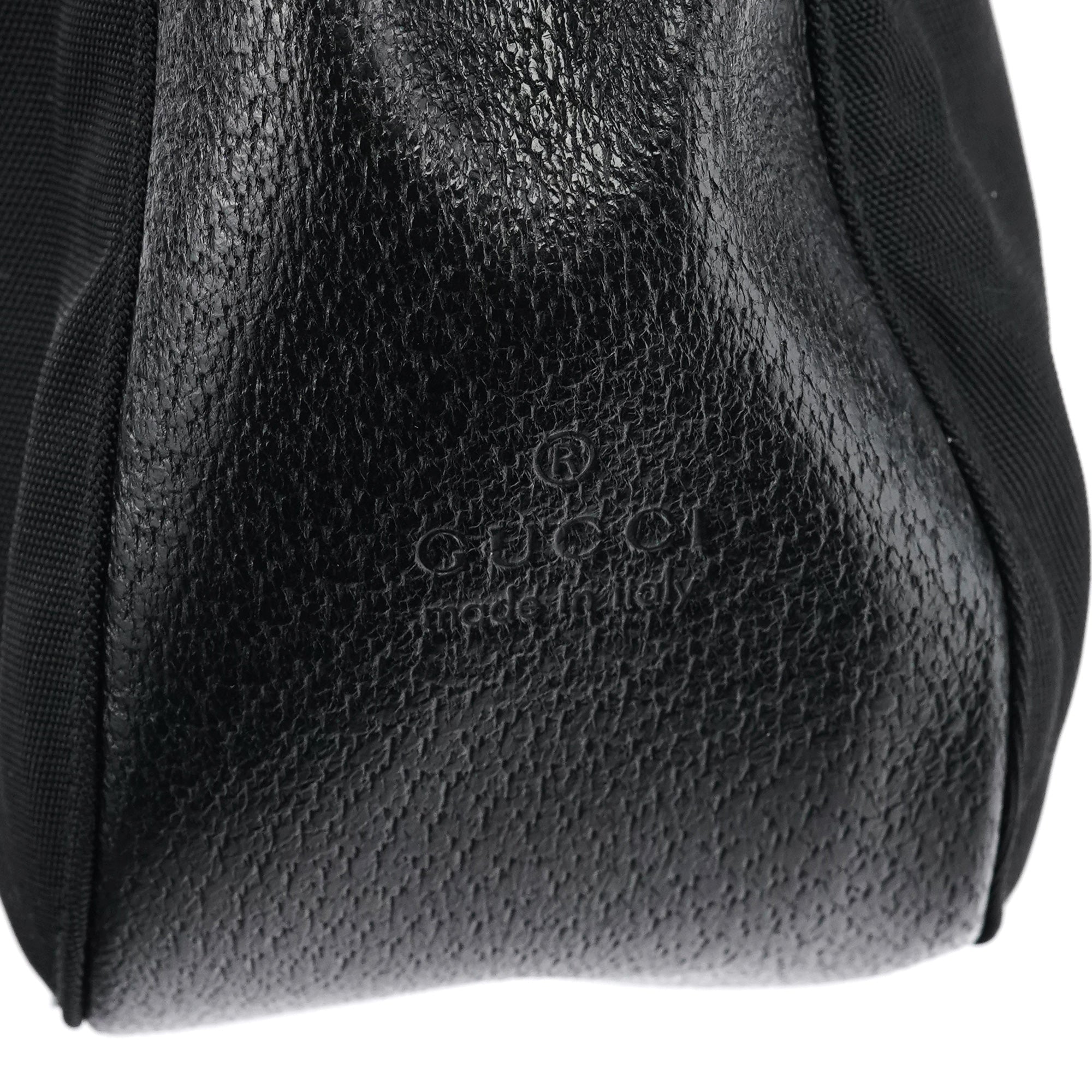 001 3739 Black Nylon Bamboo Shoulder Bag