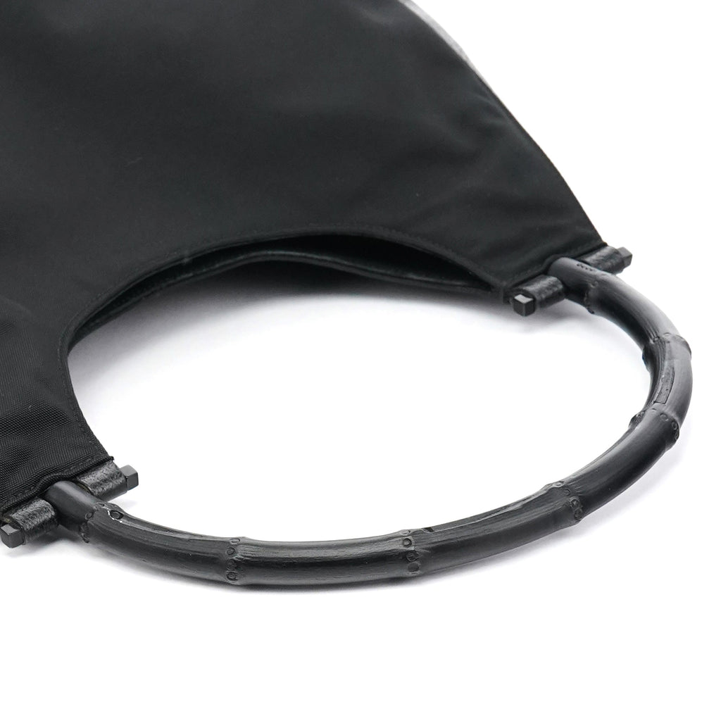 001 3739 Black Nylon Bamboo Shoulder Bag
