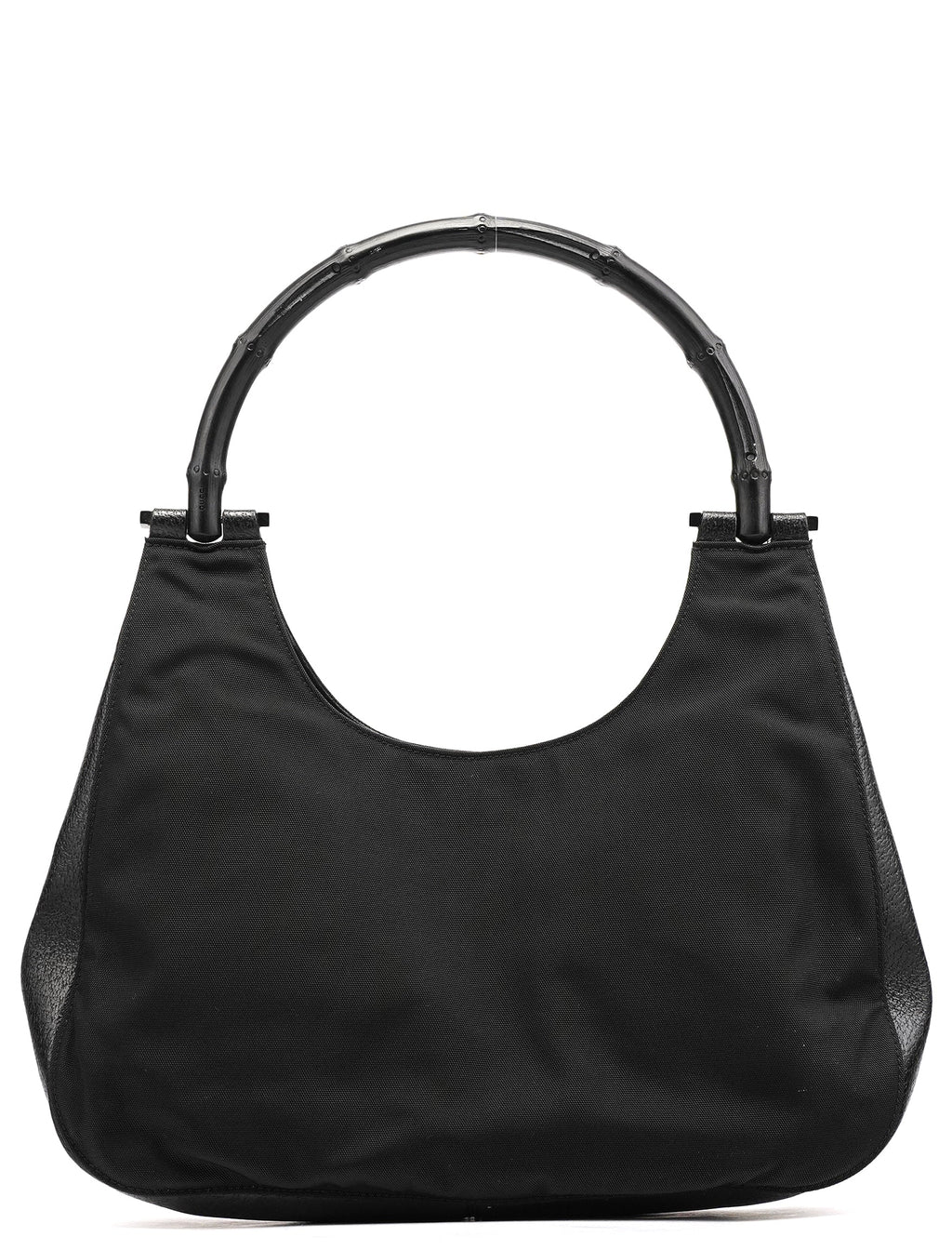 001 3739 Black Nylon Bamboo Shoulder Bag