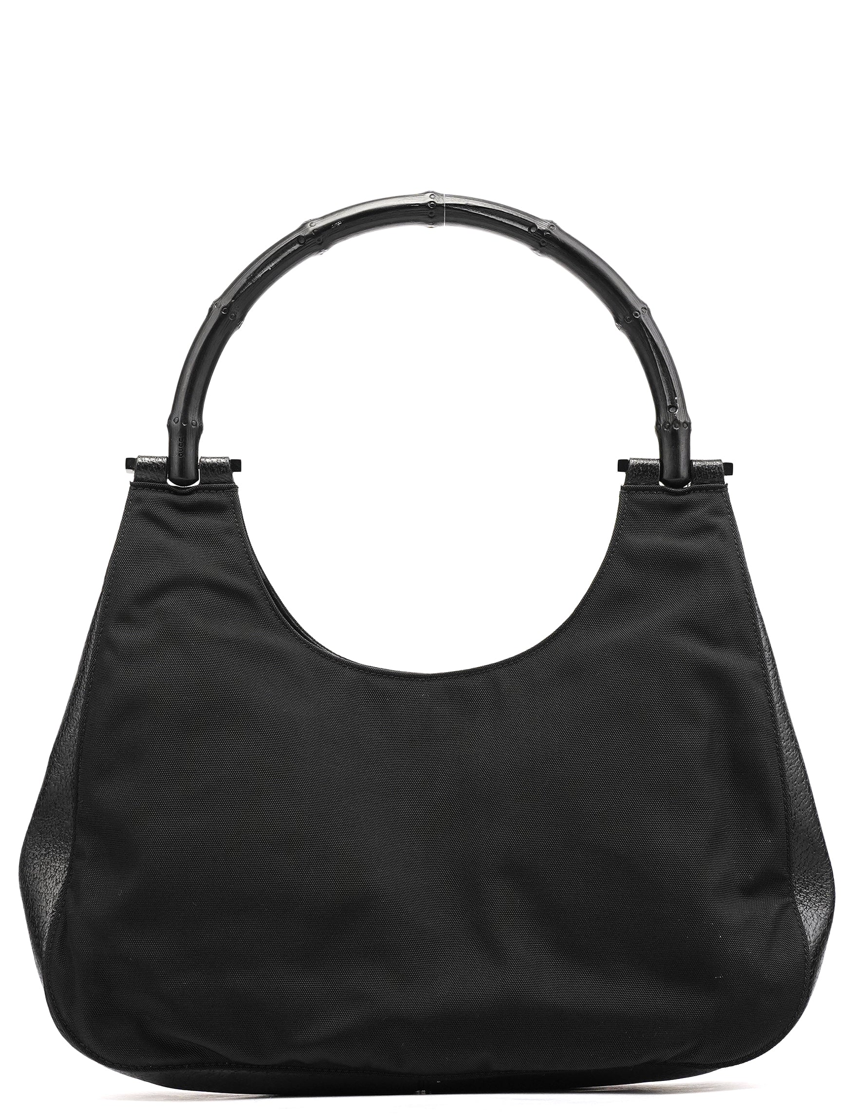 001 3739 Black Nylon Bamboo Shoulder Bag