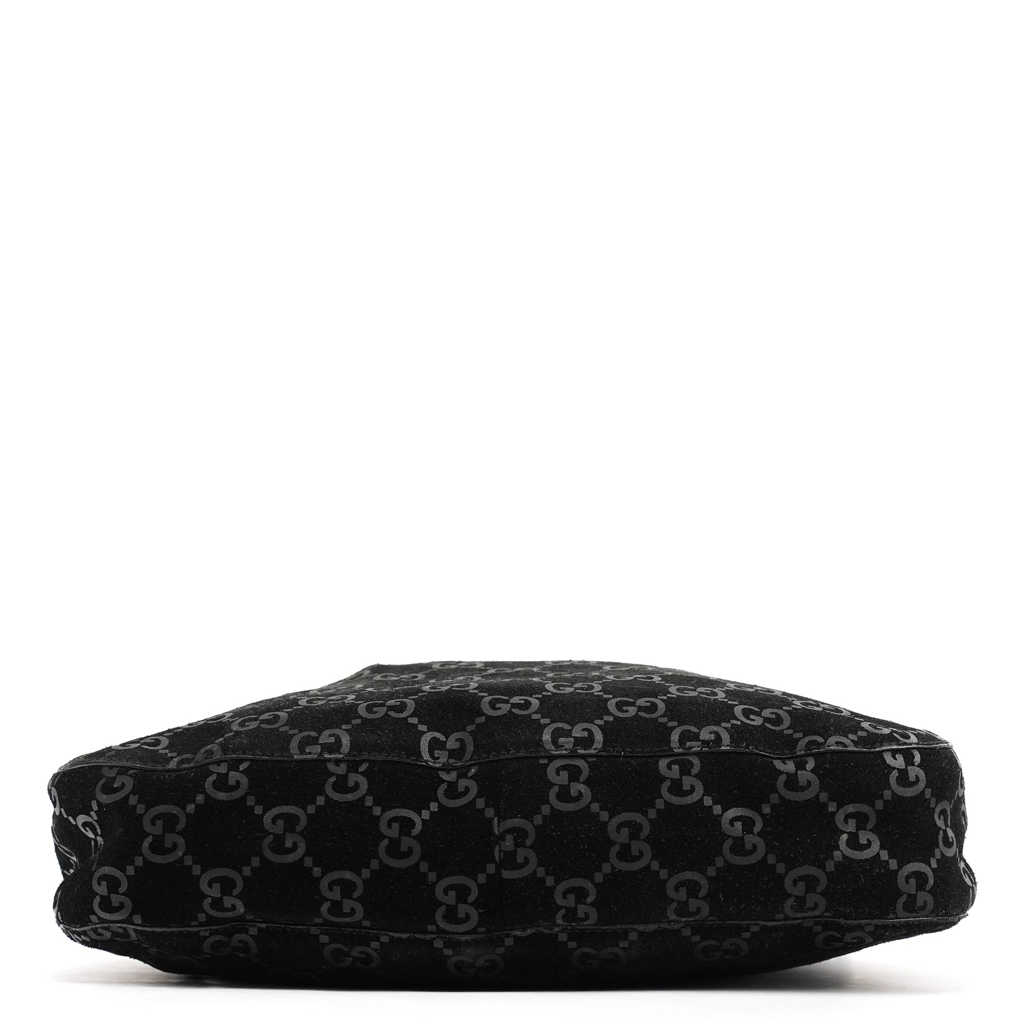 1997 Black GG Suede Drawstring Shoulder Bag