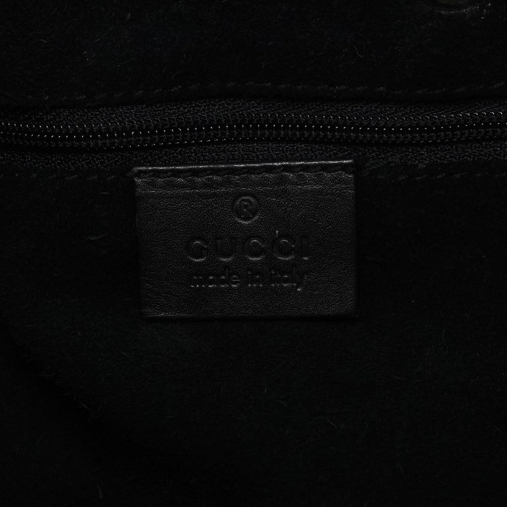 1997 Black GG Suede Drawstring Shoulder Bag