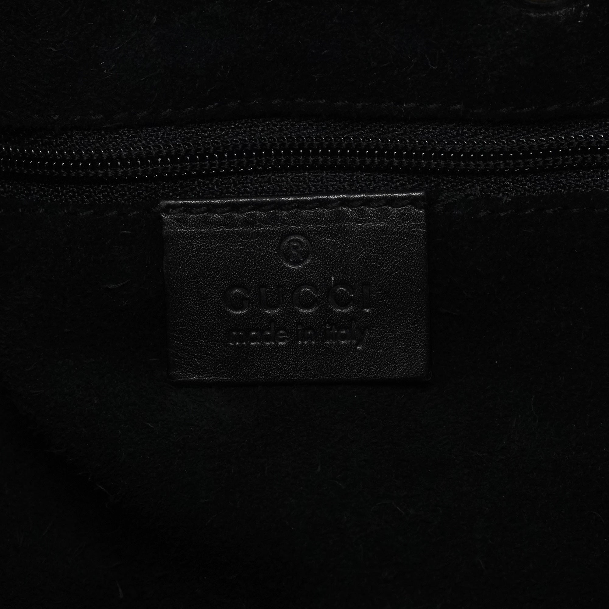 1997 Black GG Suede Drawstring Shoulder Bag