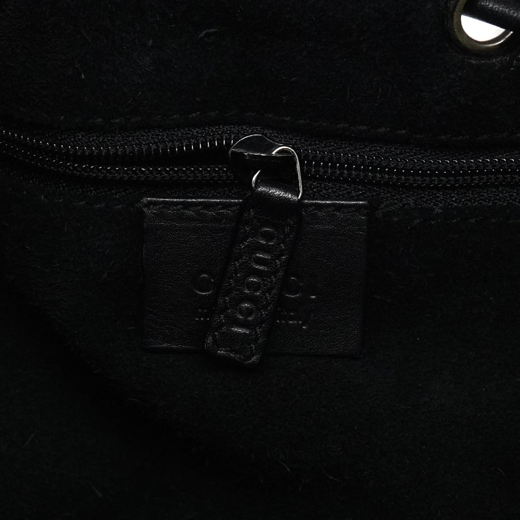 1997 Black GG Suede Drawstring Shoulder Bag