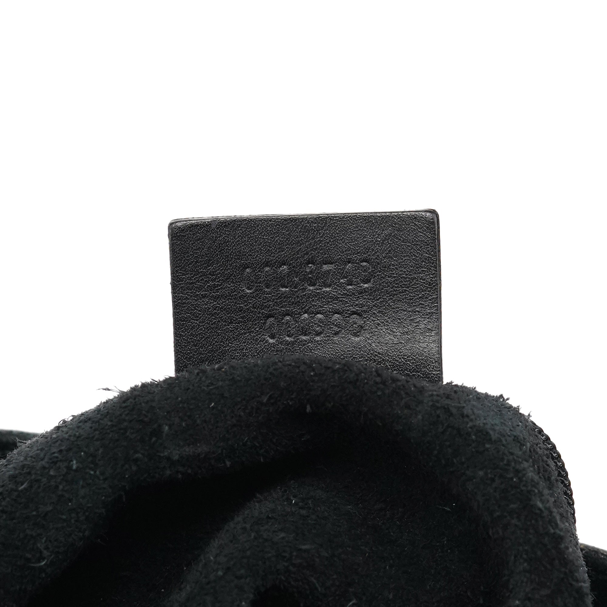 1997 Black GG Suede Drawstring Shoulder Bag