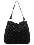 1997 Black GG Suede Drawstring Shoulder Bag
