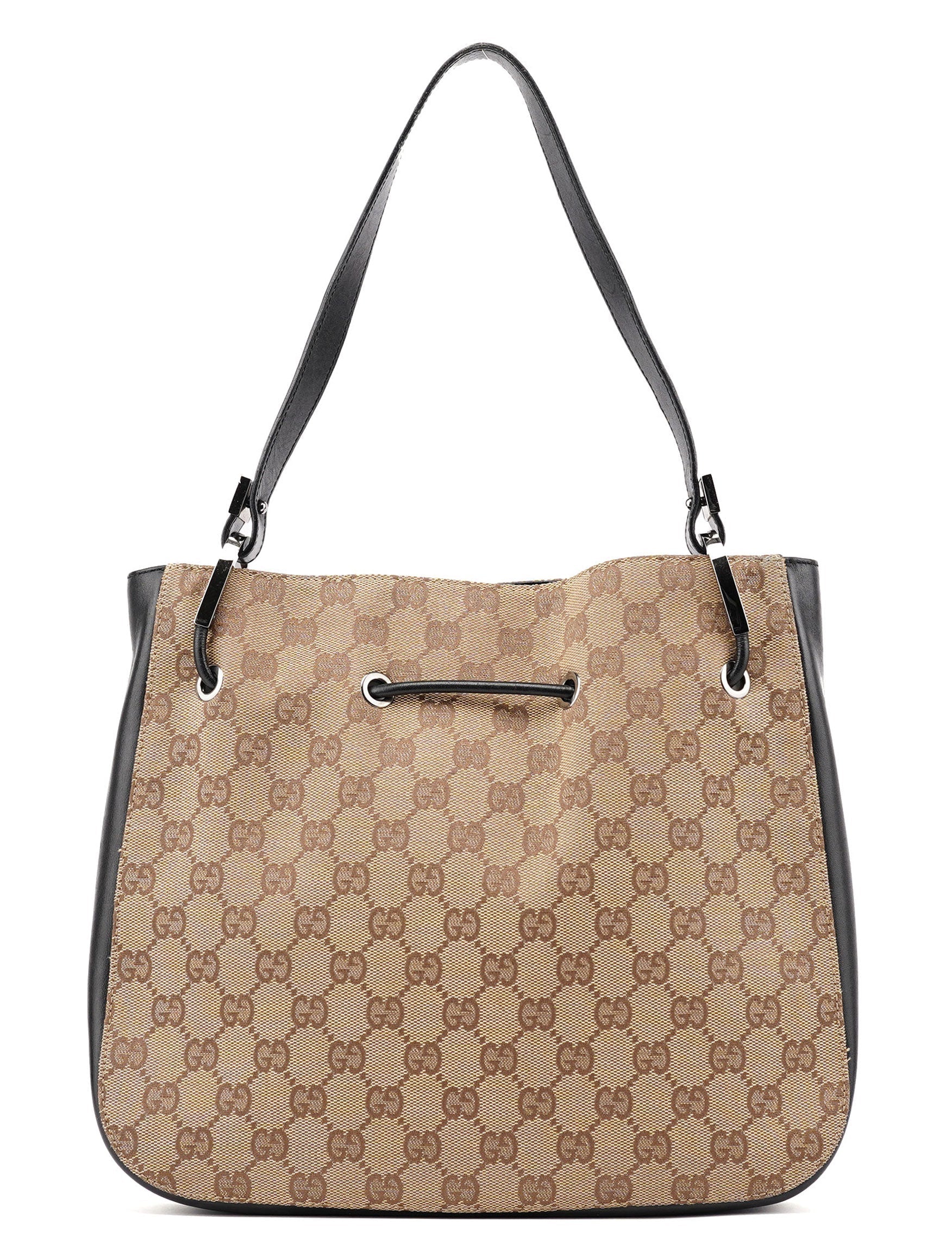 001 3748 Beige GG Drawstring Shoulder Bag