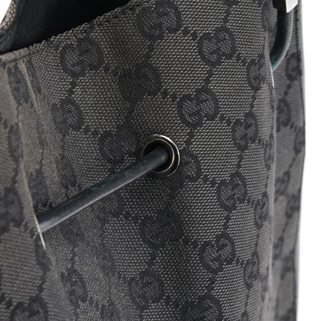 001 3748 Black GG Drawstring Shoulder Bag