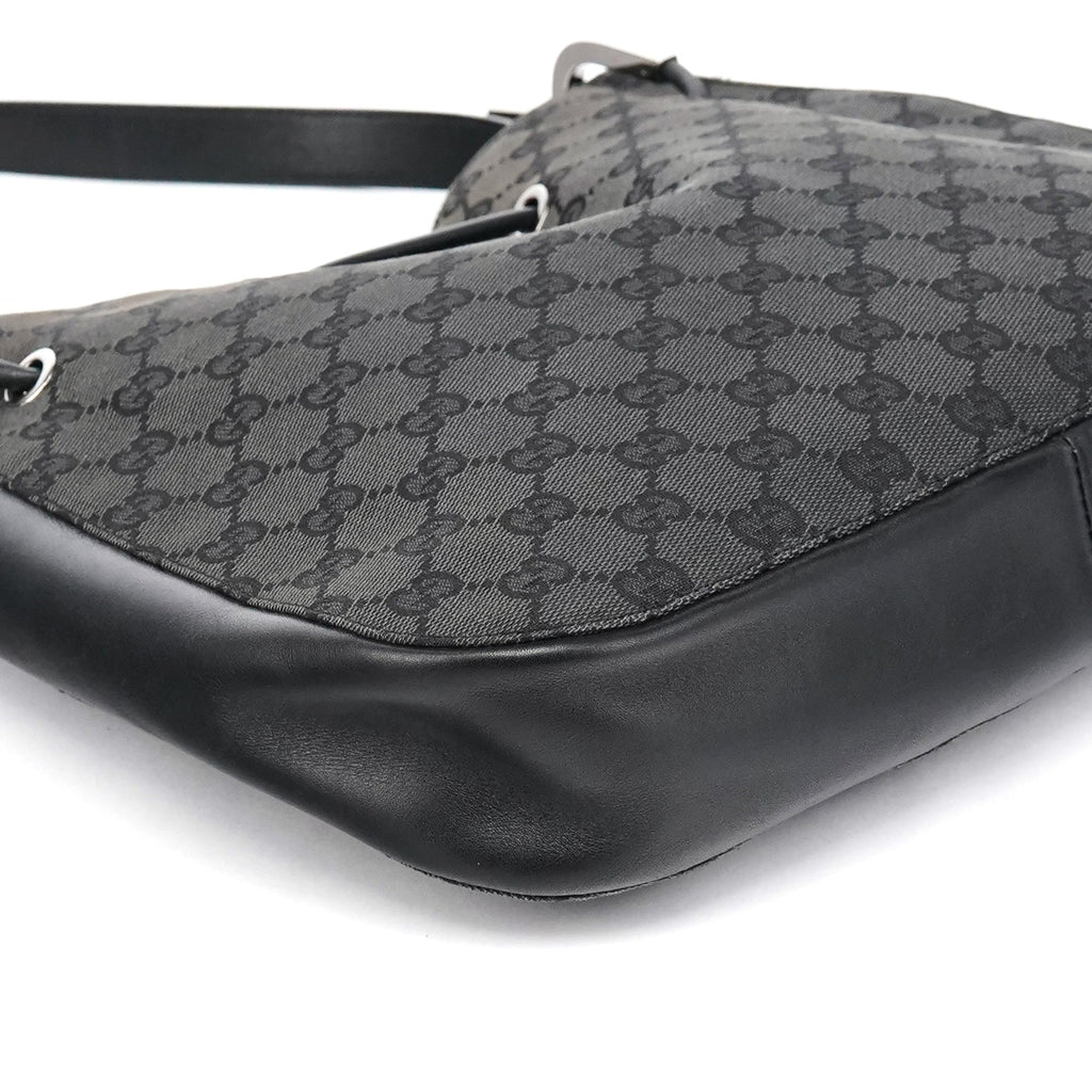001 3748 Black GG Drawstring Shoulder Bag