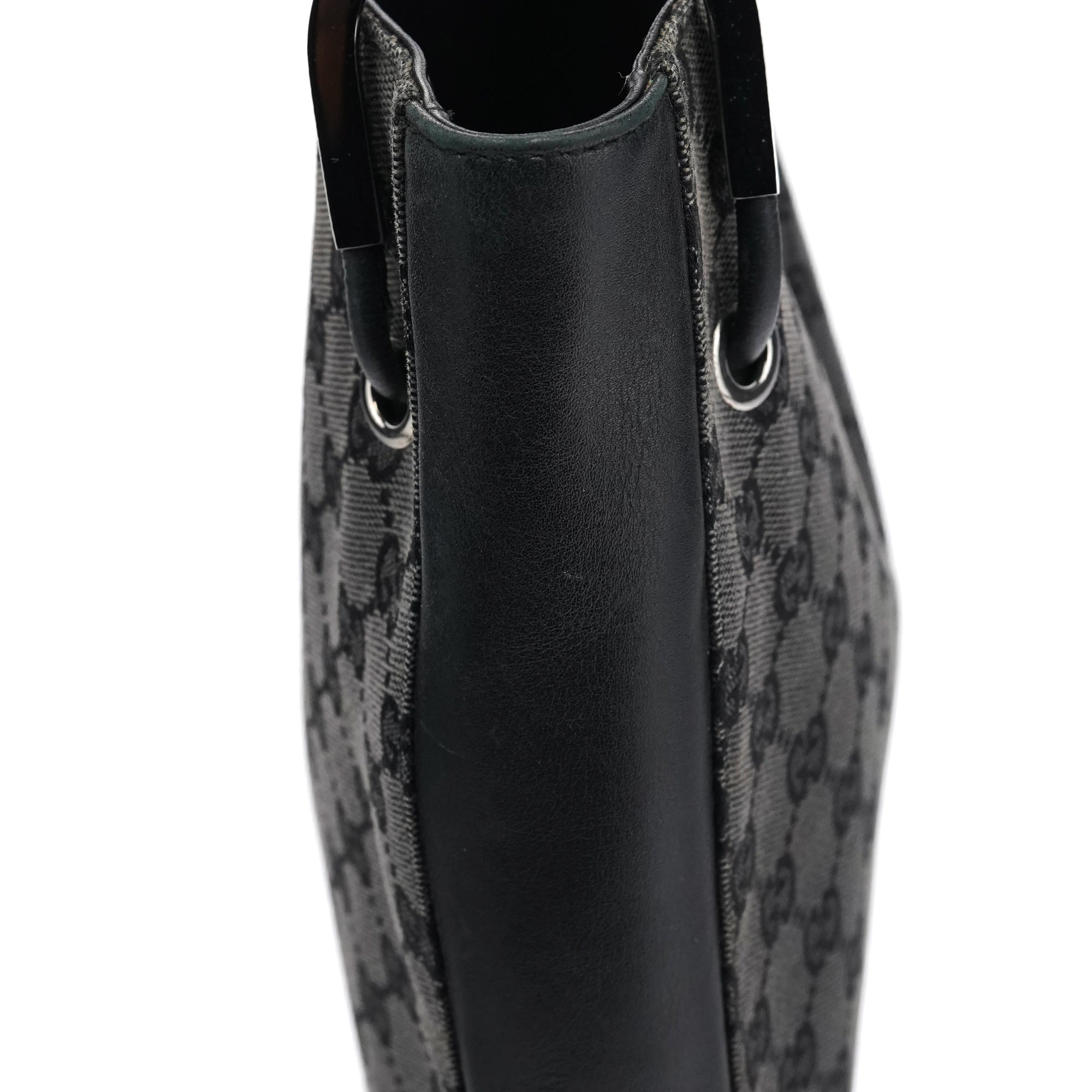 001 3748 Black GG Drawstring Shoulder Bag