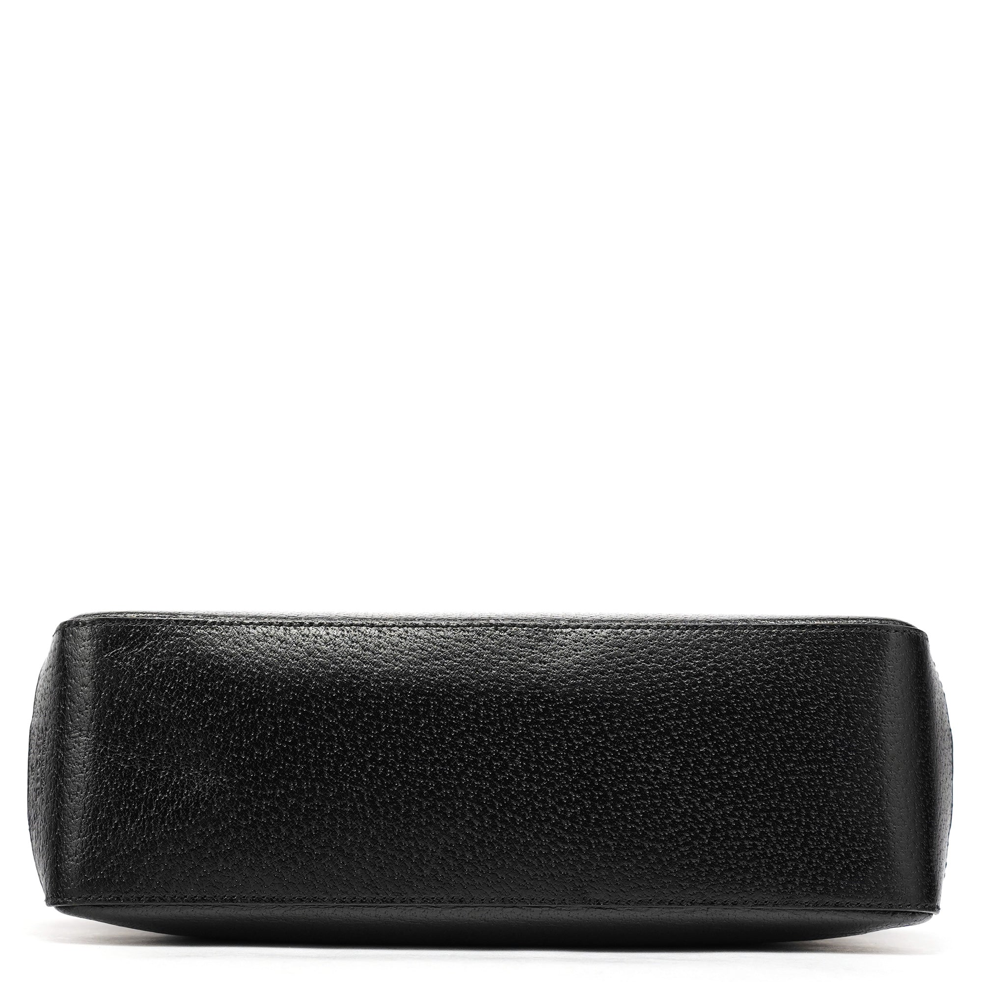 001 3752 Black Pebbled Leather Plastic Handle Bag