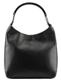 001 3752 Black Pebbled Leather Plastic Handle Bag
