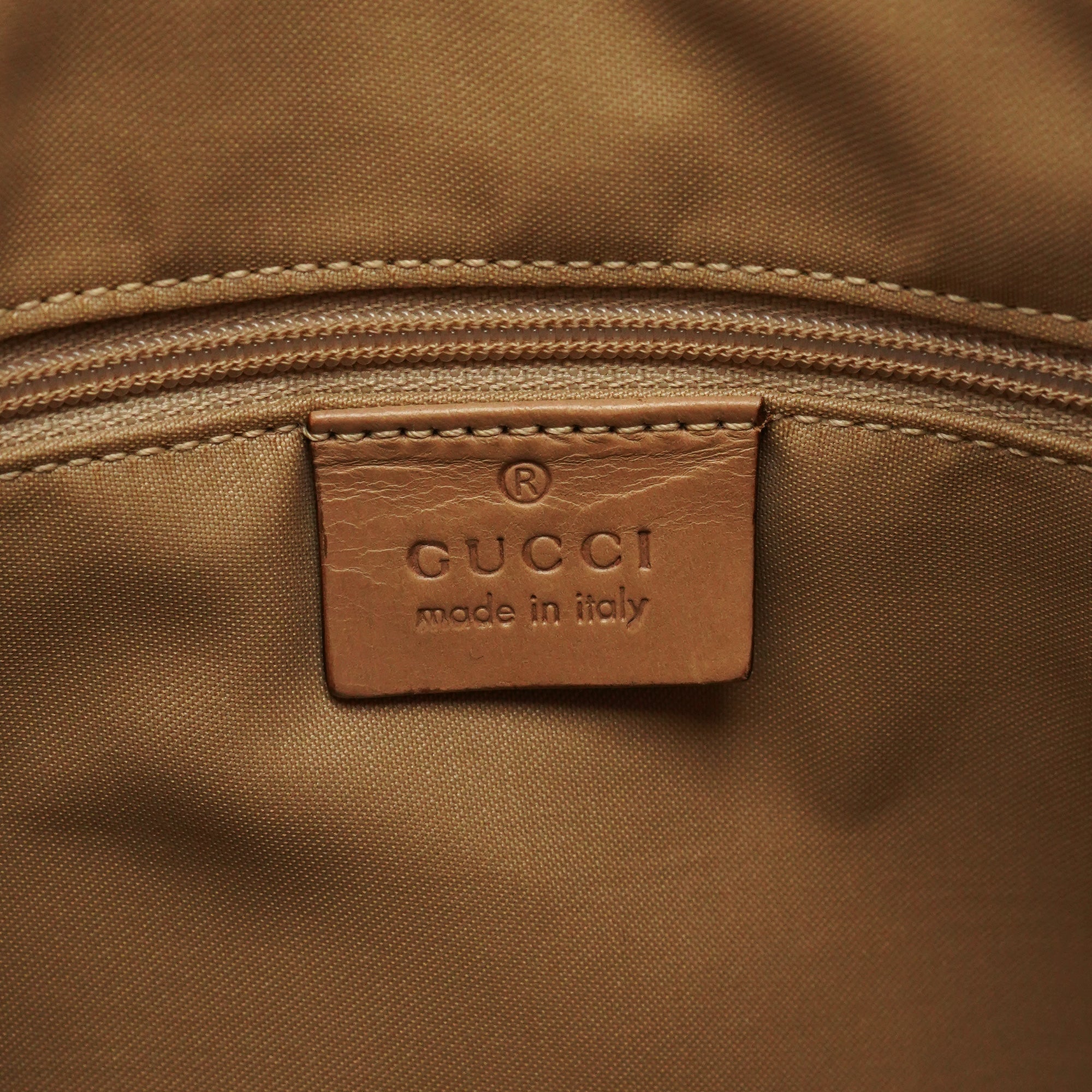 001 3766 Beige GG Tan Leather Shoulder Bag