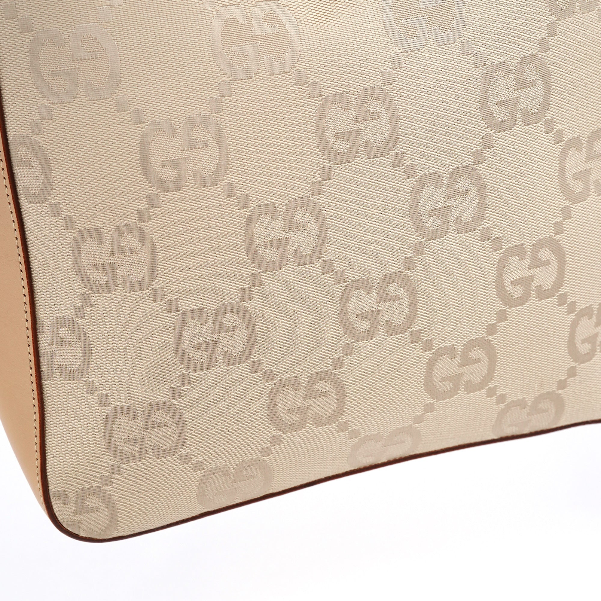 001 3766 Beige GG Tan Leather Shoulder Bag