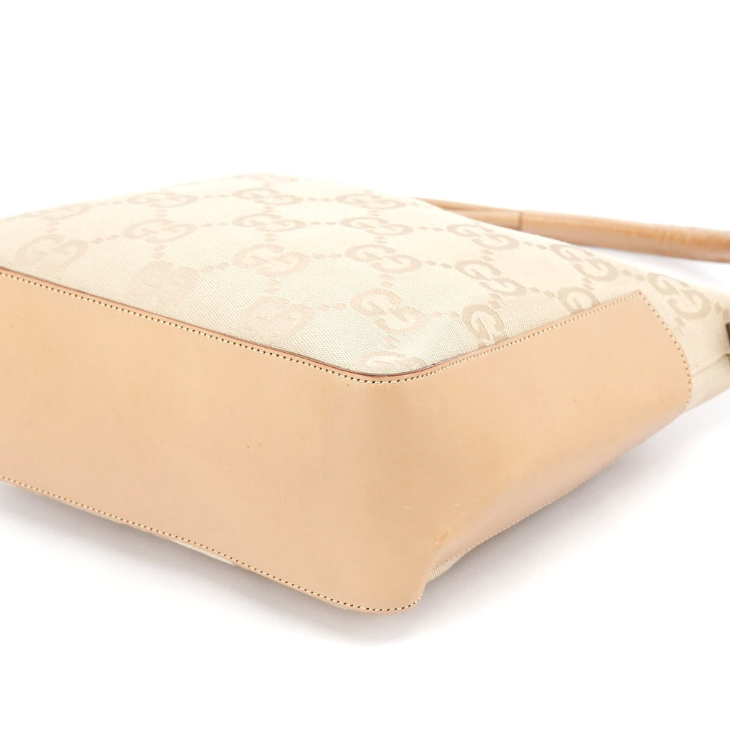 001 3766 Beige GG Tan Leather Shoulder Bag