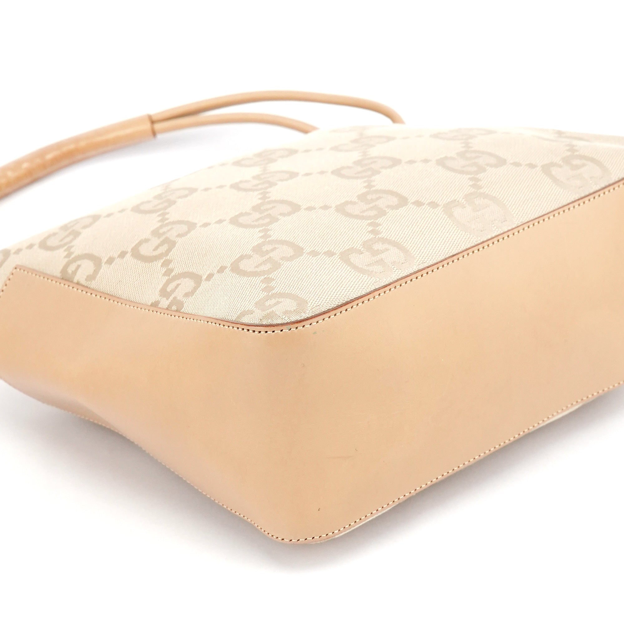 001 3766 Beige GG Tan Leather Shoulder Bag