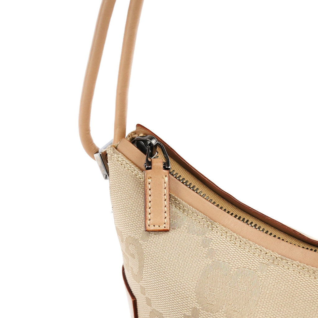 001 3766 Beige GG Tan Leather Shoulder Bag