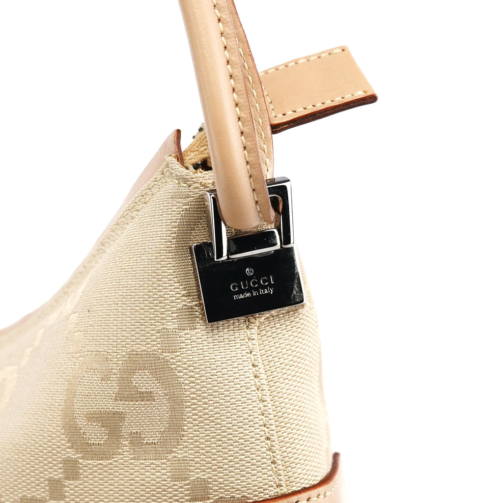 001 3766 Beige GG Tan Leather Shoulder Bag
