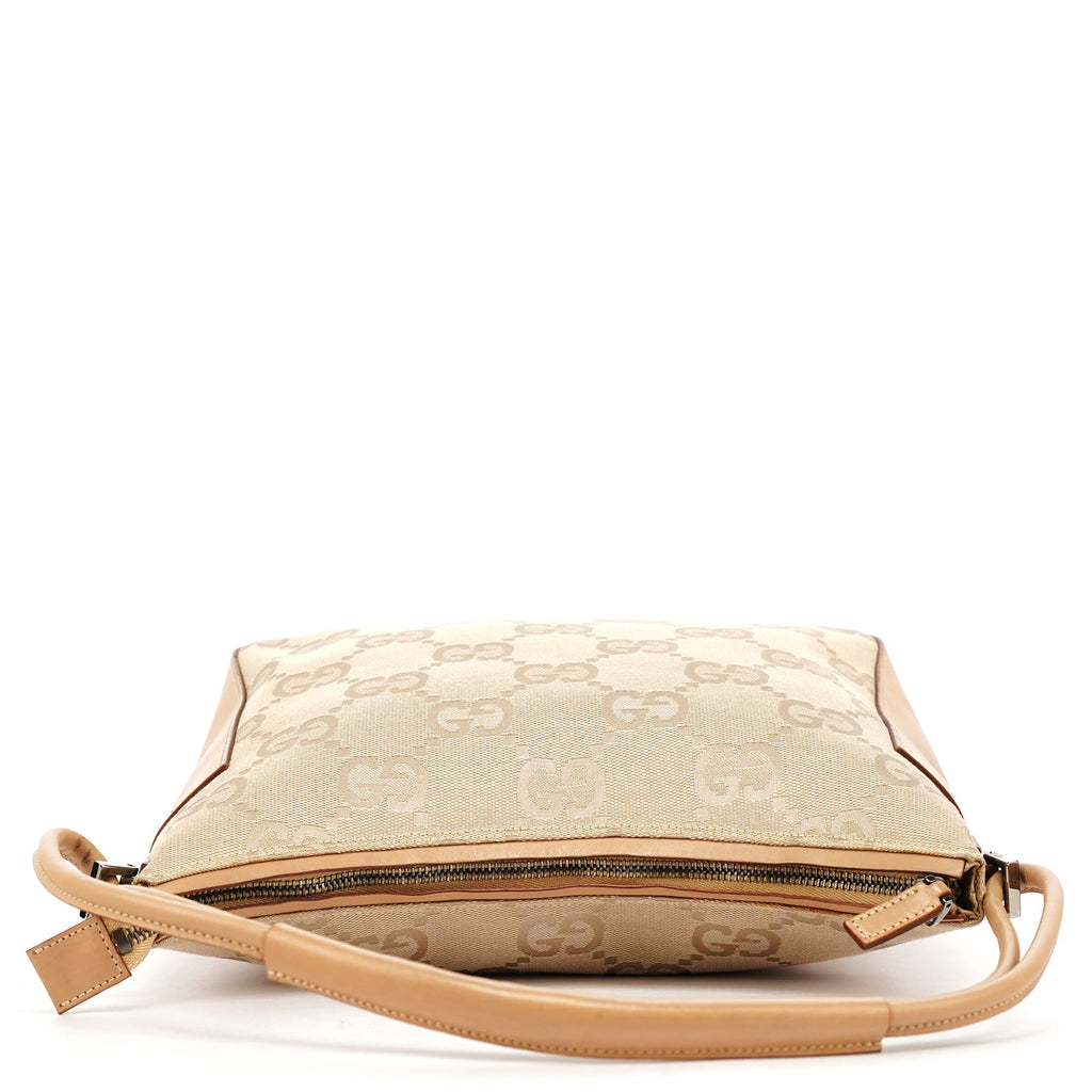 001 3766 Beige GG Tan Leather Shoulder Bag