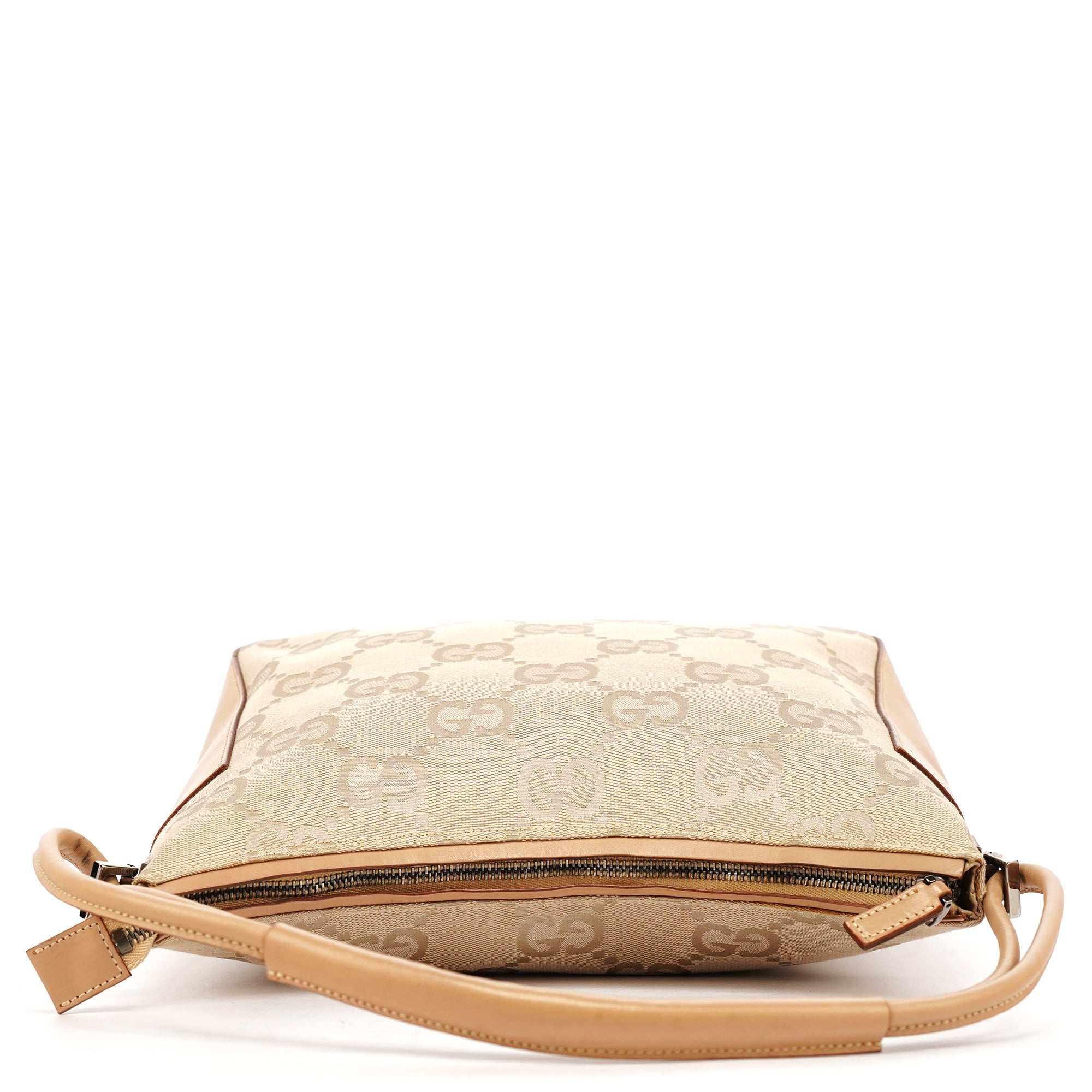 001 3766 Beige GG Tan Leather Shoulder Bag