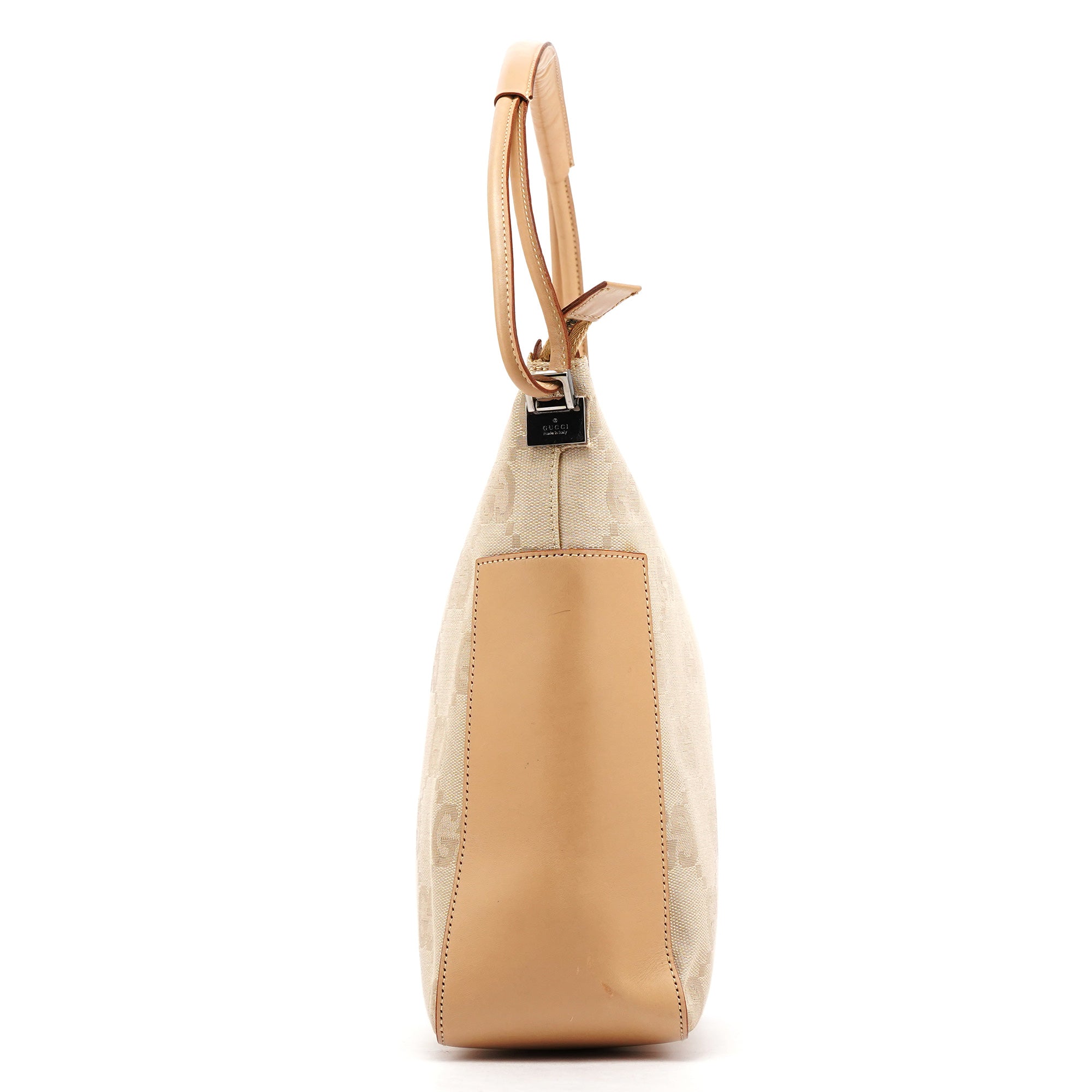 001 3766 Beige GG Tan Leather Shoulder Bag