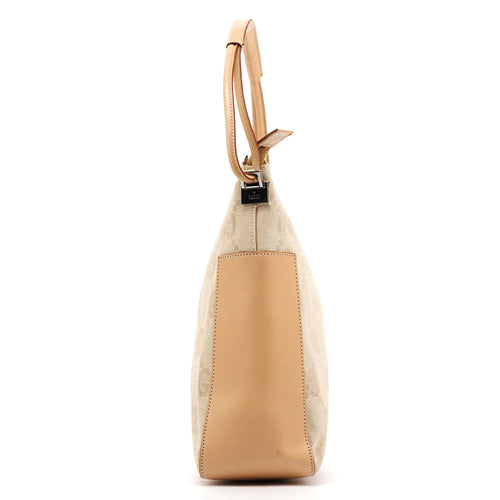 001 3766 Beige GG Tan Leather Shoulder Bag