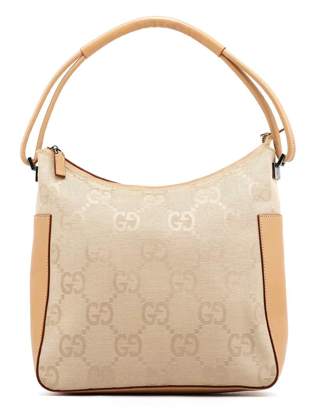 001 3766 Beige GG Tan Leather Shoulder Bag